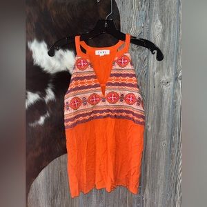 THML size XSP bright orange tank top with embroidered design